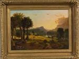 Hudson Valley Landscape. by Jasper Francis Cropsey