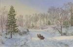 Evening Sleigh Ride, Ravensdale Road, Hastings-on-hudson, New York by Jasper Francis Cropsey