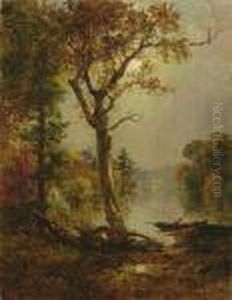 Fisherman In A Fall Landscape