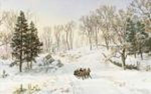 Winter On Ravensdale Road, Hastings-on-hudson, New York by Jasper Francis Cropsey