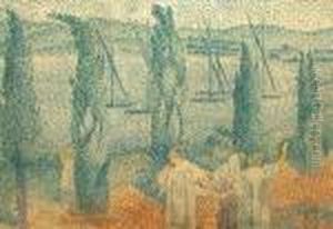 La Promenade, Les Cypr s by Henri Edmond Cross