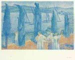 La Promenade, Ou Les Cypres by Henri Edmond Cross