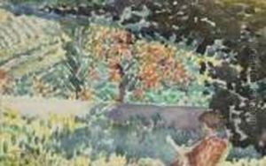 Femme Dans Un Jardin by Henri Edmond Cross