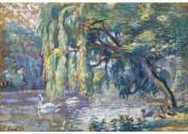 Famille De Cygnes (le Bois De Boulogne) - view 1
