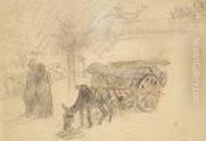 Scene De Rue Avec Couple Et Attelage by Henri Edmond Cross