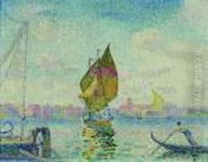 Barque A Voiles Sur La Giudecca Ou Venise, Marine by Henri Edmond Cross
