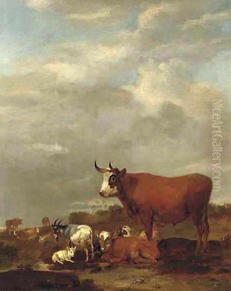 A landscape with cows and goats - view 1