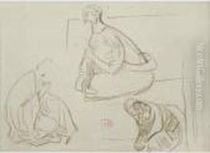 Trois Personnages, Vers 1890. by Henri Edmond Cross