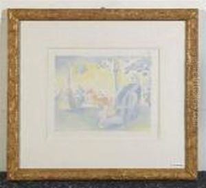 "in The Champs Elysees" From "pan". by Henri Edmond Cross
