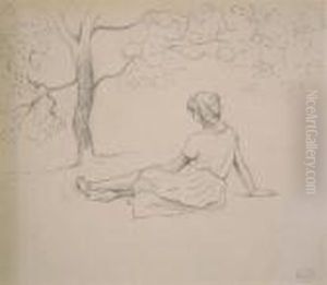 Etude Pour 'les Blanchisseuses En Provence' by Henri Edmond Cross