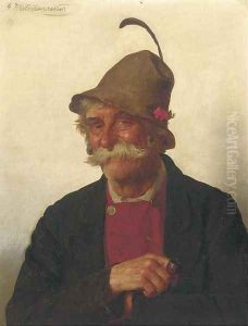 Portrait of a man with a pipe by G.Hugo Kotschenreiter