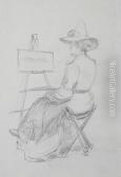 Femme-peintre Devant Un Chevalet - view 1
