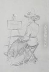 Femme-peintre Devant Un Chevalet by Henri Edmond Cross