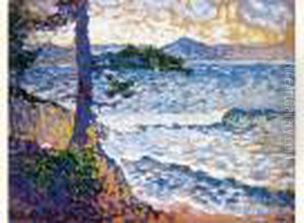 Rivage De Mediterranee
 Huile Sur Panneau, Porte Le Timbre Des Initiales En Bas A Gauche - view 1