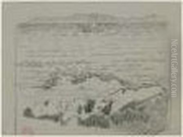 Calanque Et Voiliers, Etude Pour La Vague - view 1