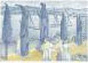 La Promenade (les Cypresses) (johnson 27) by Henri Edmond Cross