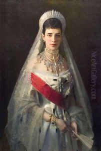 Portrait of Maria Fyodorovna, born Princess Dagmar of Denmark , wife of russian tsar Alexander III by Ivan Nikolaevich Kramskoy