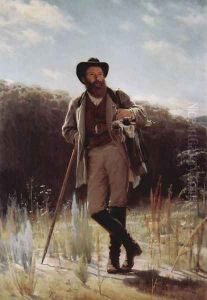 Portrait Of The Artist Ivan Shishkin by Ivan Nikolaevich Kramskoy