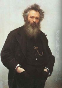 Portrait Of Ivan I. Shishkin 1880 by Ivan Nikolaevich Kramskoy