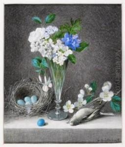 Still Life Of Flowers, Birds Nests With Eggs And Dead Birds by William Cruickshank