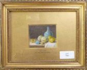 Still-life Study Of A Globular Vase And Fruit On A Table by William Cruickshank