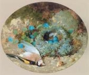 Ein Distelfink Neben Seinem Nest by William Cruickshank