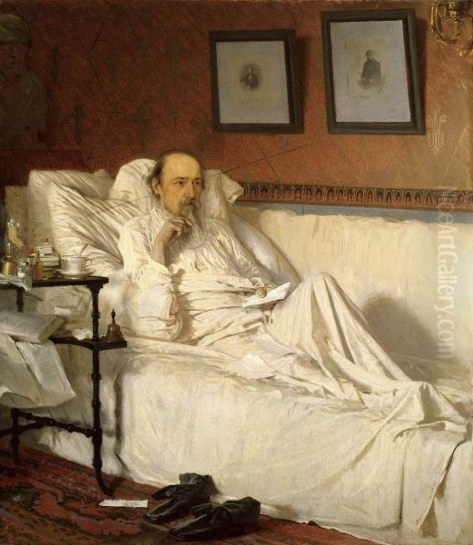 The Poet Nikolay Alekseyevich Nekrasov (1877-78) at the time of The Last Songs, 1877 - view 1
