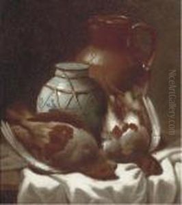 Partridge With A Jar And A Jug; And A Pheasant With Wicker Baskets And A Flask Partridge With A Jar And A Jug; And A Pheasant With Wicker Baskets And A Flask