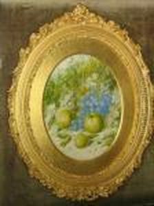 Still Life Of Grapes And Apples On A Bank by William Cruickshank
