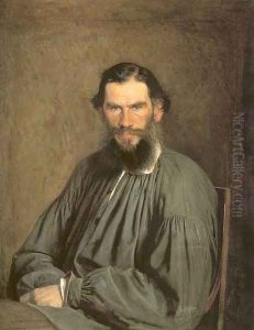 Portrait of Count Lev Nikolaevich Tolstoy (1828-1910) 1873 by Ivan Nikolaevich Kramskoy