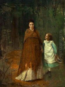 Portrait of the Artist's Wife and Daughter by Ivan Nikolaevich Kramskoy