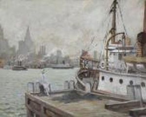 Morning In New York Harbor by Edward Alfred Cucuel