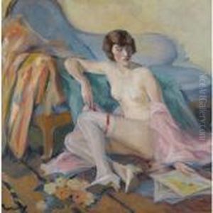 Madchen In Weissen Strumpfen (girl In White Stockings) by Edward Alfred Cucuel