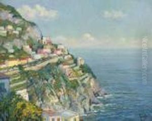 On The Amalfi Coast Near Positano by Edward Alfred Cucuel
