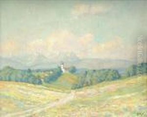 View To The Churchat Starnbergersee by Edward Alfred Cucuel