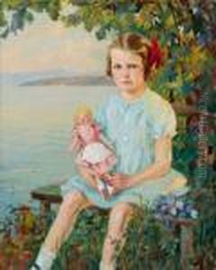 Madchenportrait, 1939, Signiert Cucuel by Edward Alfred Cucuel