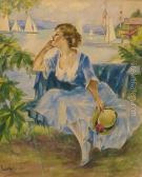 Junge Dame Am Seeufer - view 1