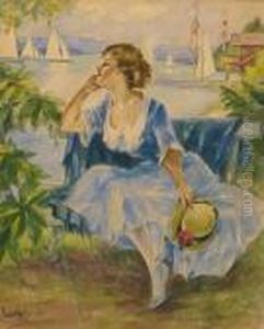 Junge Dame Am Seeufer Junge Dame Am Seeufer