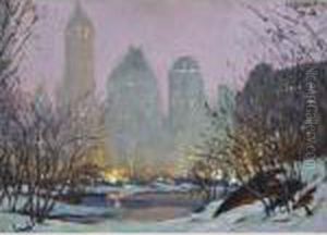 Fifth Avenue Hotels From Central Park by Edward Alfred Cucuel
