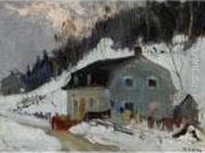 Farmhouse And Horse-drawn Sleigh by Maurice Galbraith Cullen