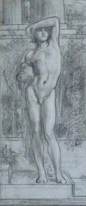 Study for Boy with a Shield, holding a Vase