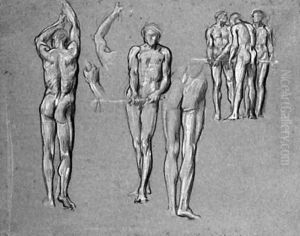 Studies of figures for The Arts of Industry as Applied to War by Lord Frederick Leighton