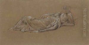 Study for the two nymphs in Idyll by Lord Frederick Leighton