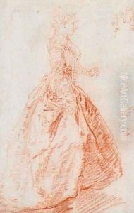Jeune femme vue de profil vers la droite, une etude de visage by Nicolas Lancret