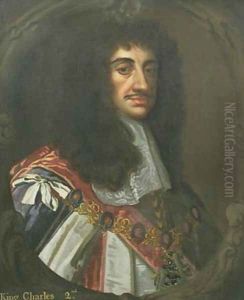 Portrait of King Charles II 1630-85 Wearing Garter Robes by Sir Peter Lely