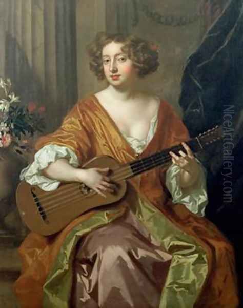 Portrait of Mrs Moll Davies mistress of Charles II flowers painted by Jean Baptiste Monnoyer 1636-69 - view 1