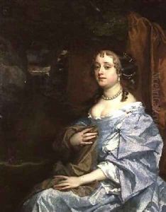 Lady Kiligrew Hesse in a blue dress by Sir Peter Lely