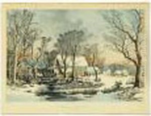 Winter In The Country, The Old Grist Mill by Currier & Ives Publishers