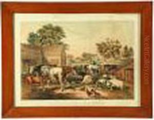 American Farm Yard-evening by Currier & Ives Publishers