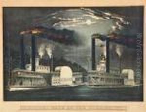 Midnight Race On The Mississippi by Currier & Ives Publishers